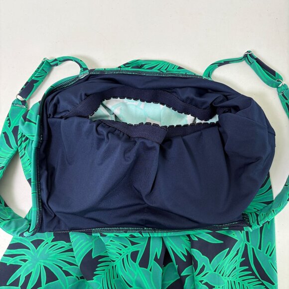 Lands End Tankini Swim Top Size M 8 10 Green Floral Built In Bra Adjustable - Picture 7 of 12
